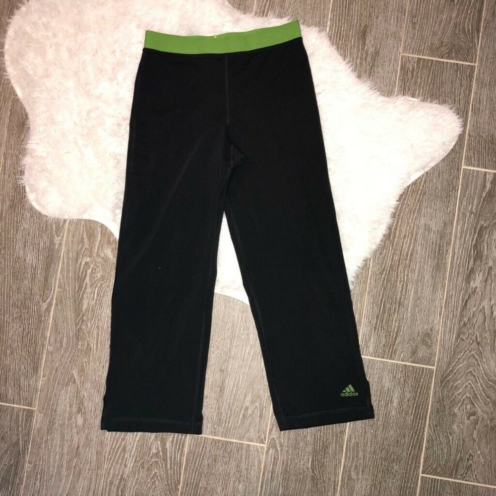 Adidas Womens Activewear Capris Black Green Mid Ri